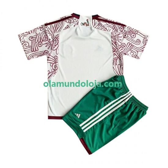 Camisola México Criança Equipamento Segundo Copa do Mundo 2022 Manga Curta